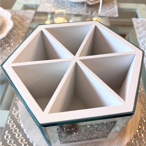 Tahari Bath Tahari Diamond Crystal Glass Bling Makeup Brush Or Pen Holder Swivel Base New